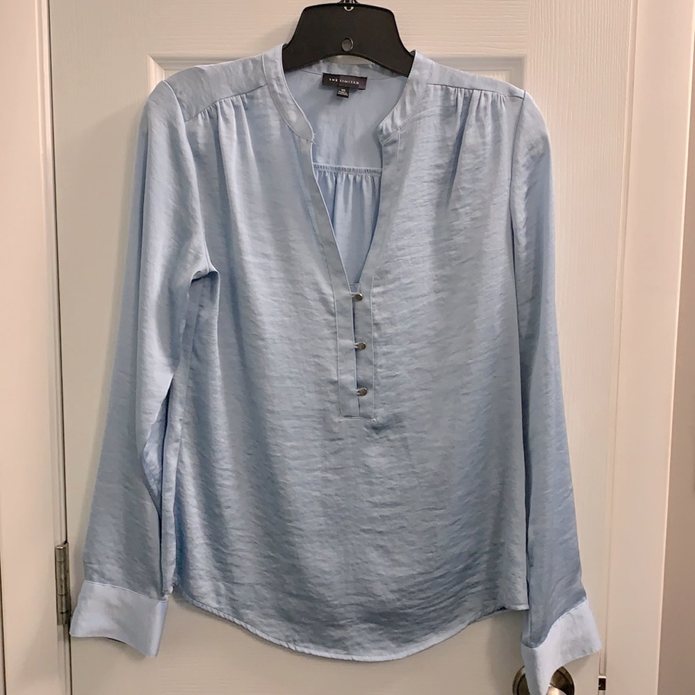 The Limited, XS, Light Blue Blouse with Silver Buttons